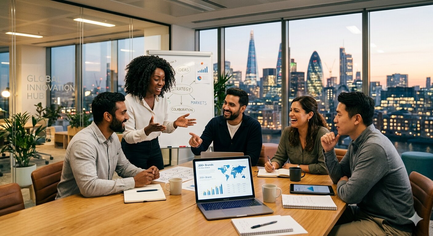 Team collaborating in a modern office